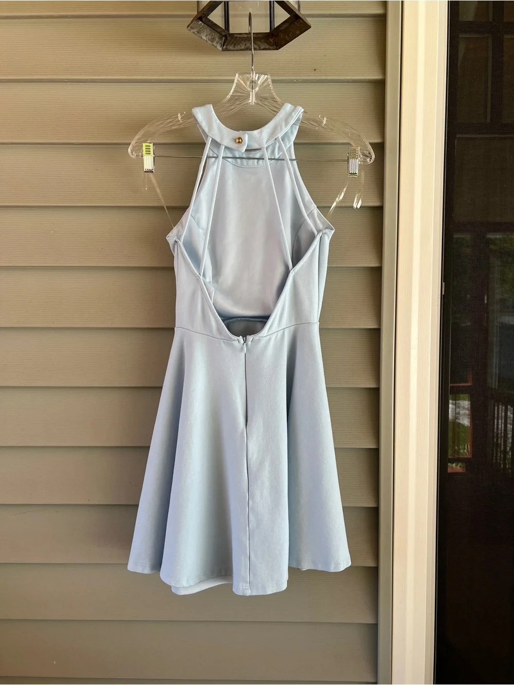 Lulu’s light blue halter neck open back dress, S - Picture 2 of 7